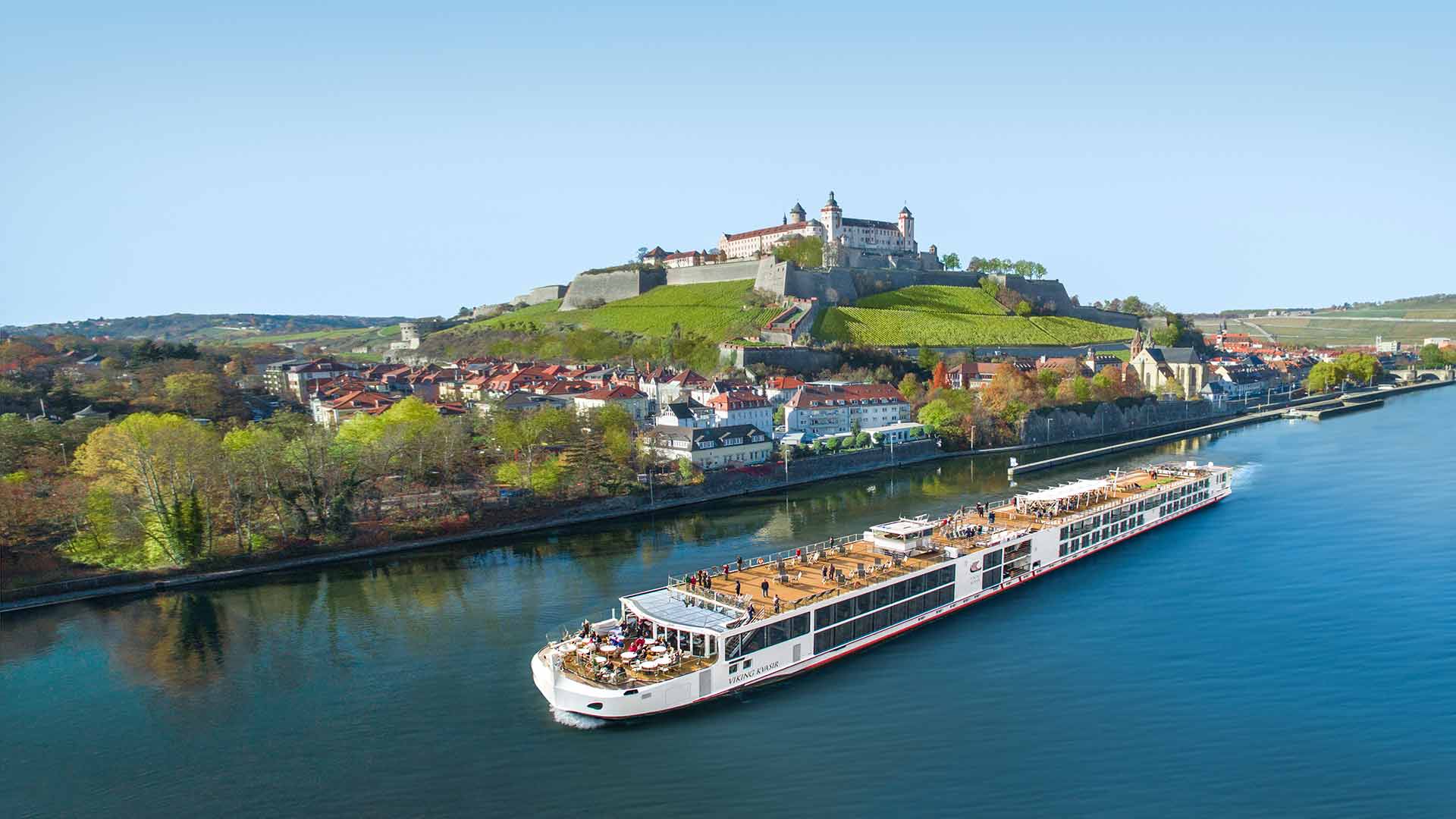 Viking river cruise ship in Wurzburg, Germany.